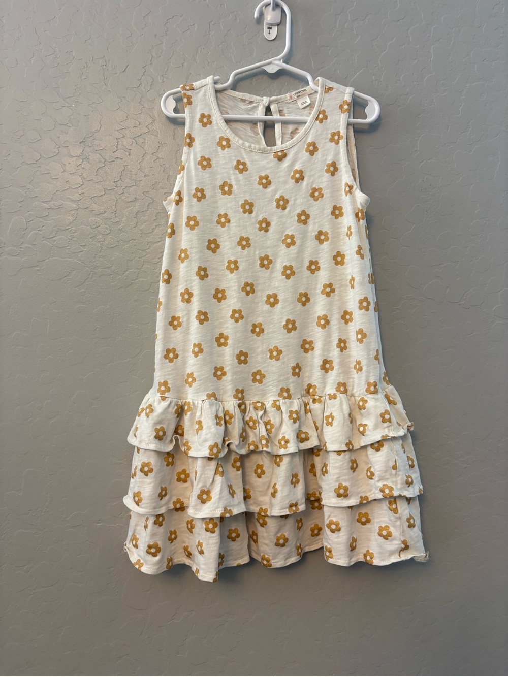 Crewcuts girls' flower printed dress with tiered skirt size small 6-7